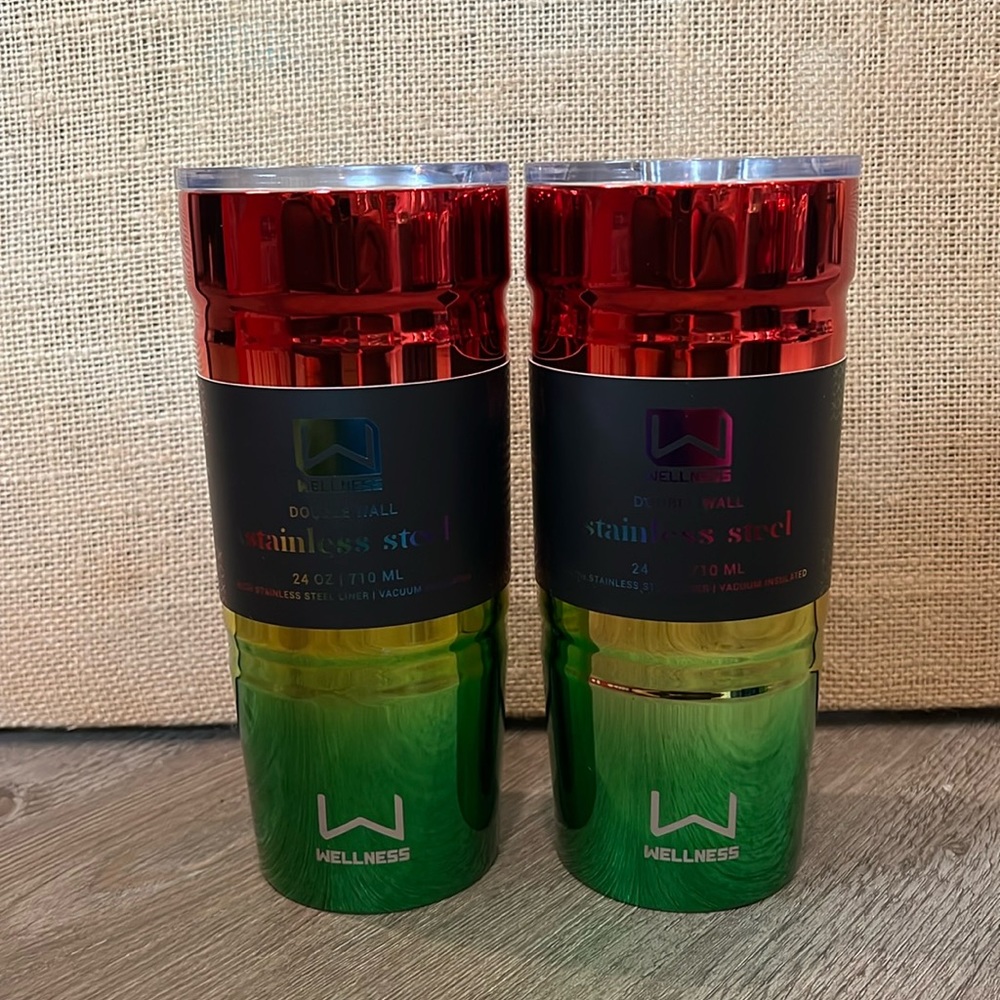 NWT Wellness Double Wall Stainless Steel vacuum insulated 24 oz Tumbler set of 2 - Picture 3 of 10